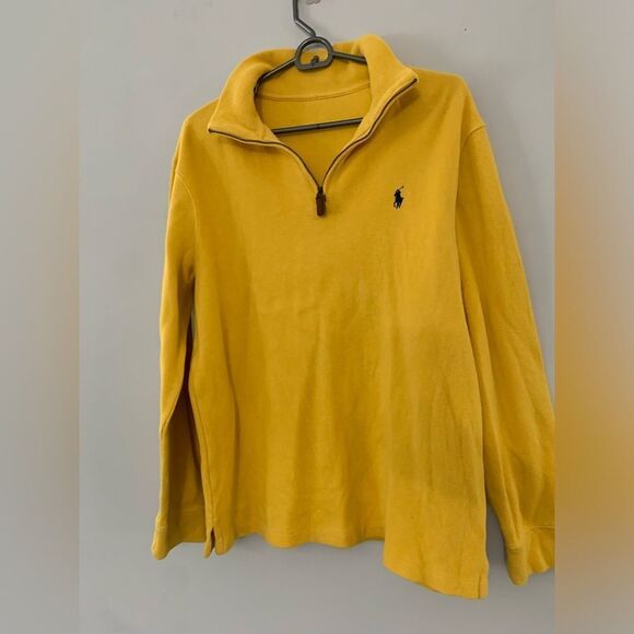 Polo Ralph Lauren Quarter Zip Sweater Long Sleeve Pullover Yellow Soft Size M - Picture 3 of 10
